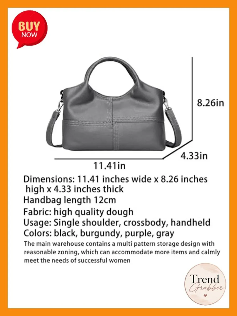 PU Leather Hobo Shoulder Tote Satchel Handbag with Top Handles